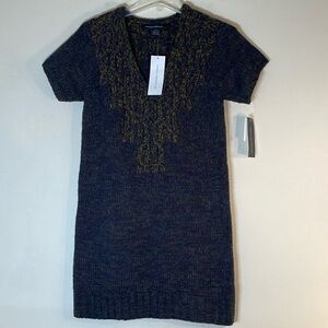 French Connection Wool Blend Chunky Cable Knit Short Sleeve Sweater Dress-8. NWT